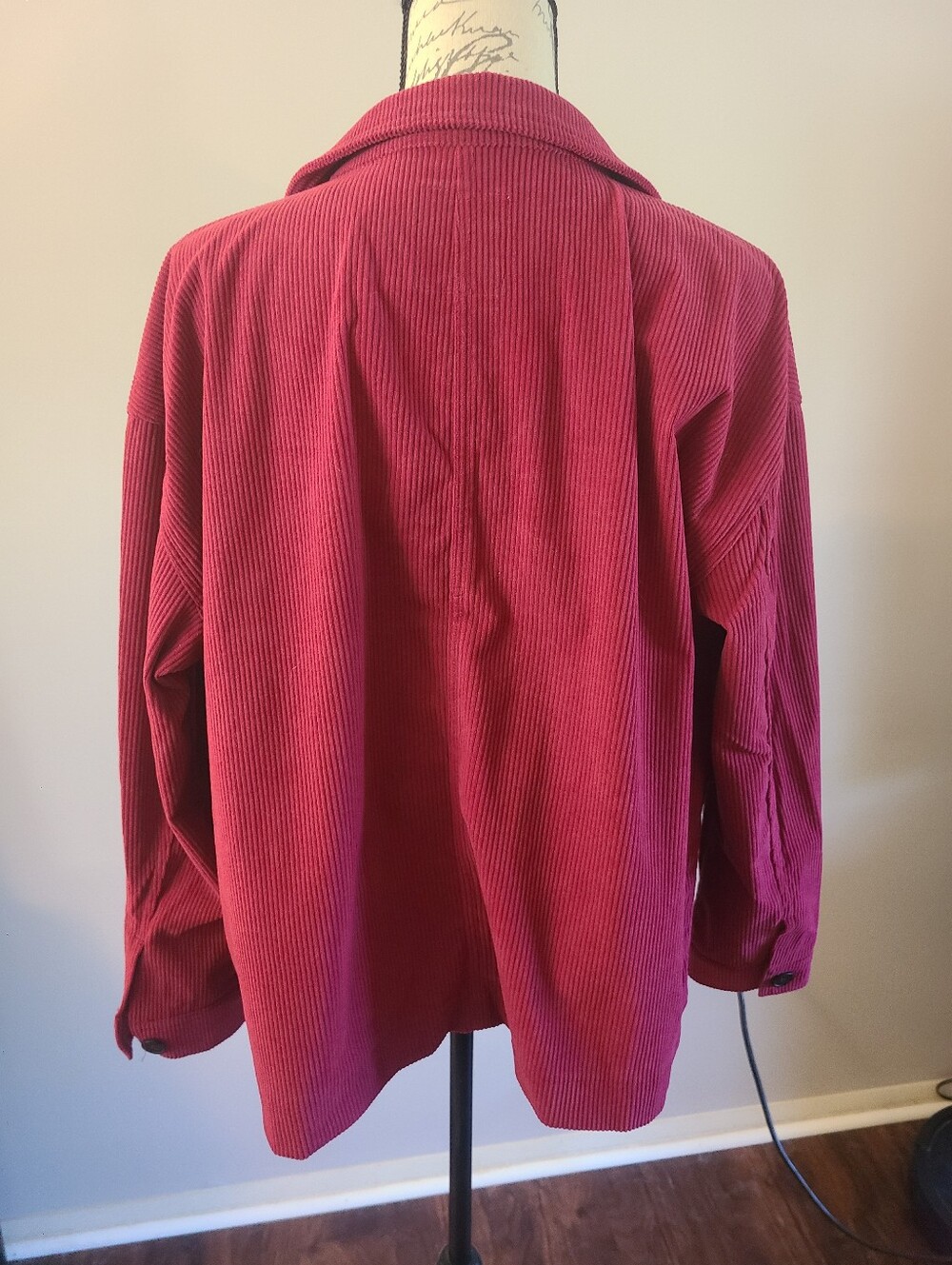 Avec Les Filles Corduroy Button-Front Jacket - Berry Red - Picture 3 of 7